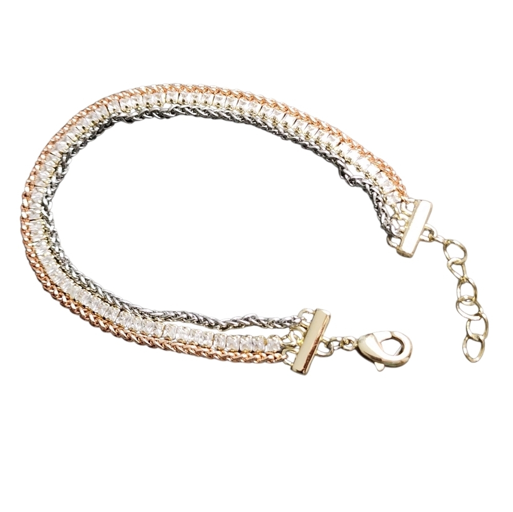 Pretty Bird Jewelry Tri Color CZ 18kt Gold Plated Bracelet